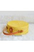 coloring rattan circle leather handbags yellow color